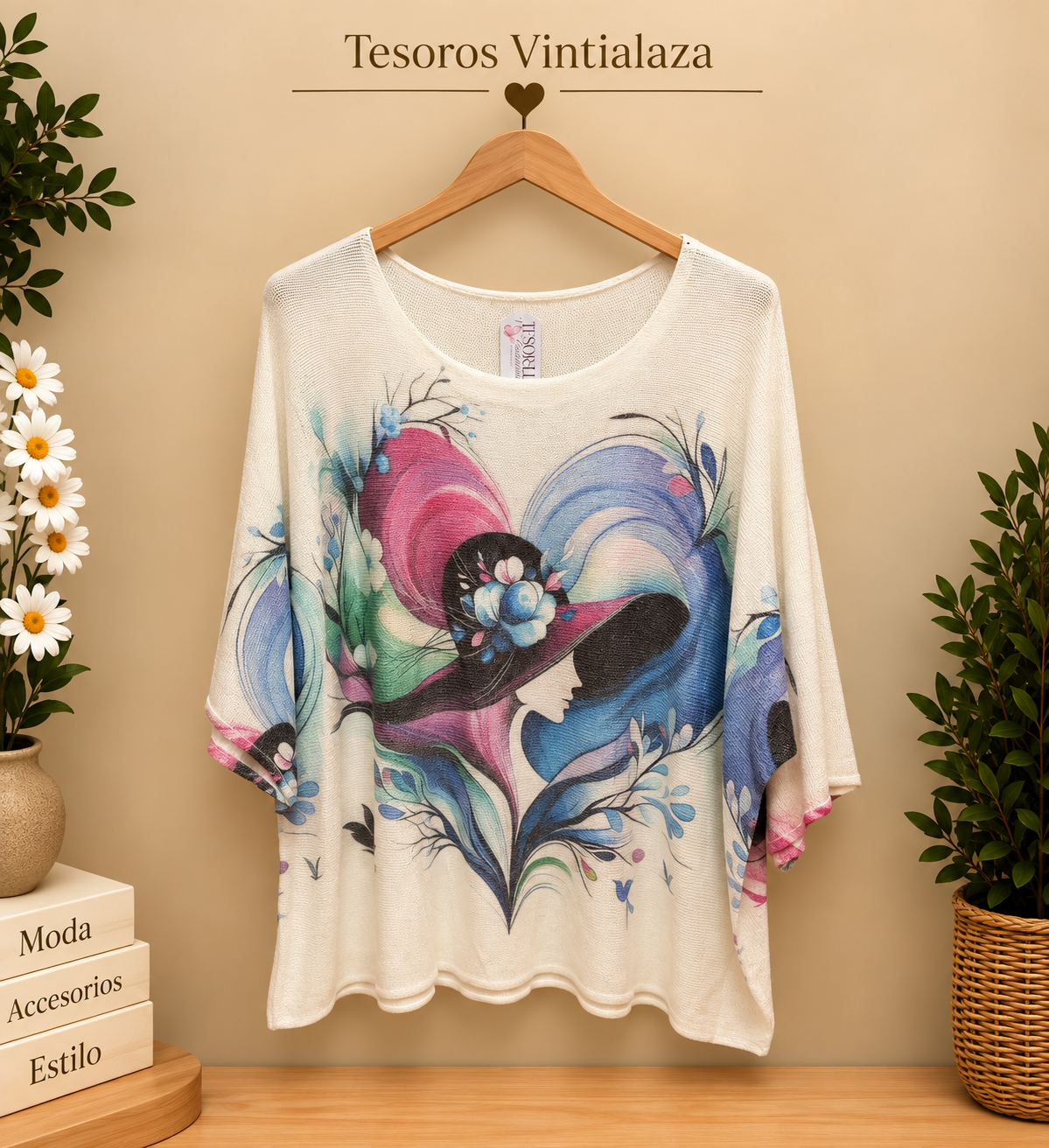 Oversized Watercolor Tunic Top