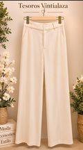 High-waisted wide-leg trousers