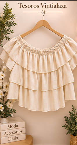 Tiered ruffle off-the-shoulder top