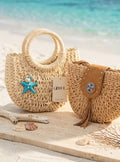 Woven raffia basket bag